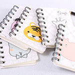 Cute Animal Mini Cartoon Notebook, Flip Coil, Student Carry Pocket Notebook